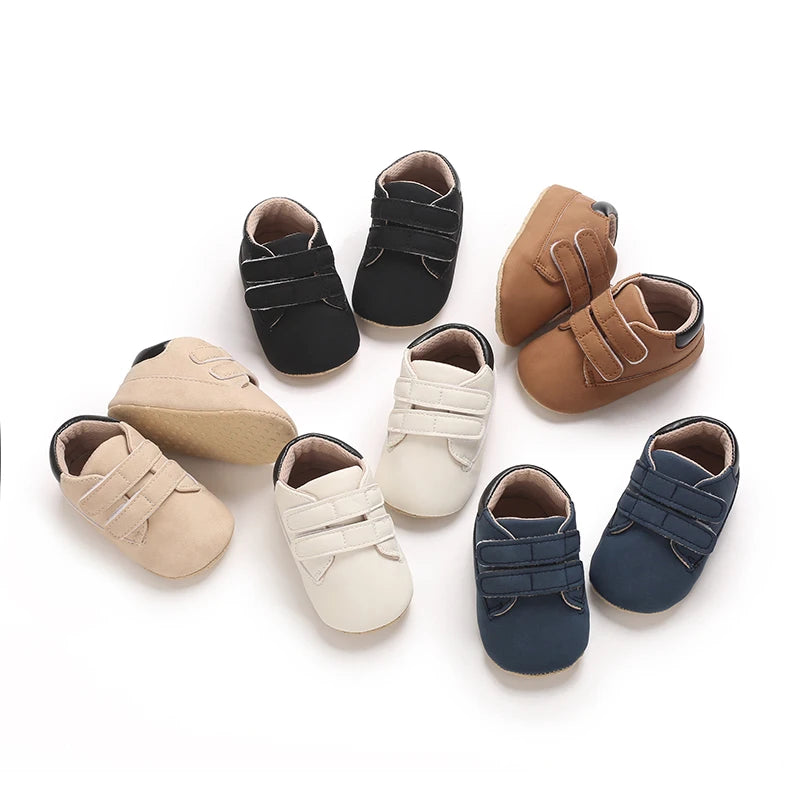 Newborn Baby Shoes Classic Leather Soft Soles Non Slip Toddler Walking Shoes for Boys and Girls 0-18M First Step Walking Shoes