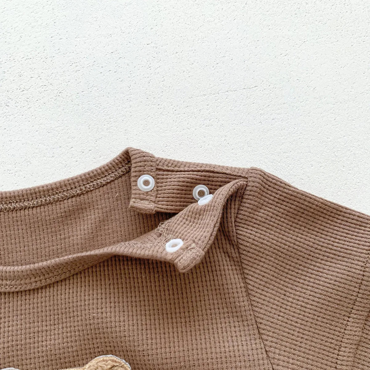 Novedad de verano para niños bebés, niñas y niños, manga corta, gofre, parche de oso, mameluco de algodón para recién nacidos, regalo, gorro con orejas