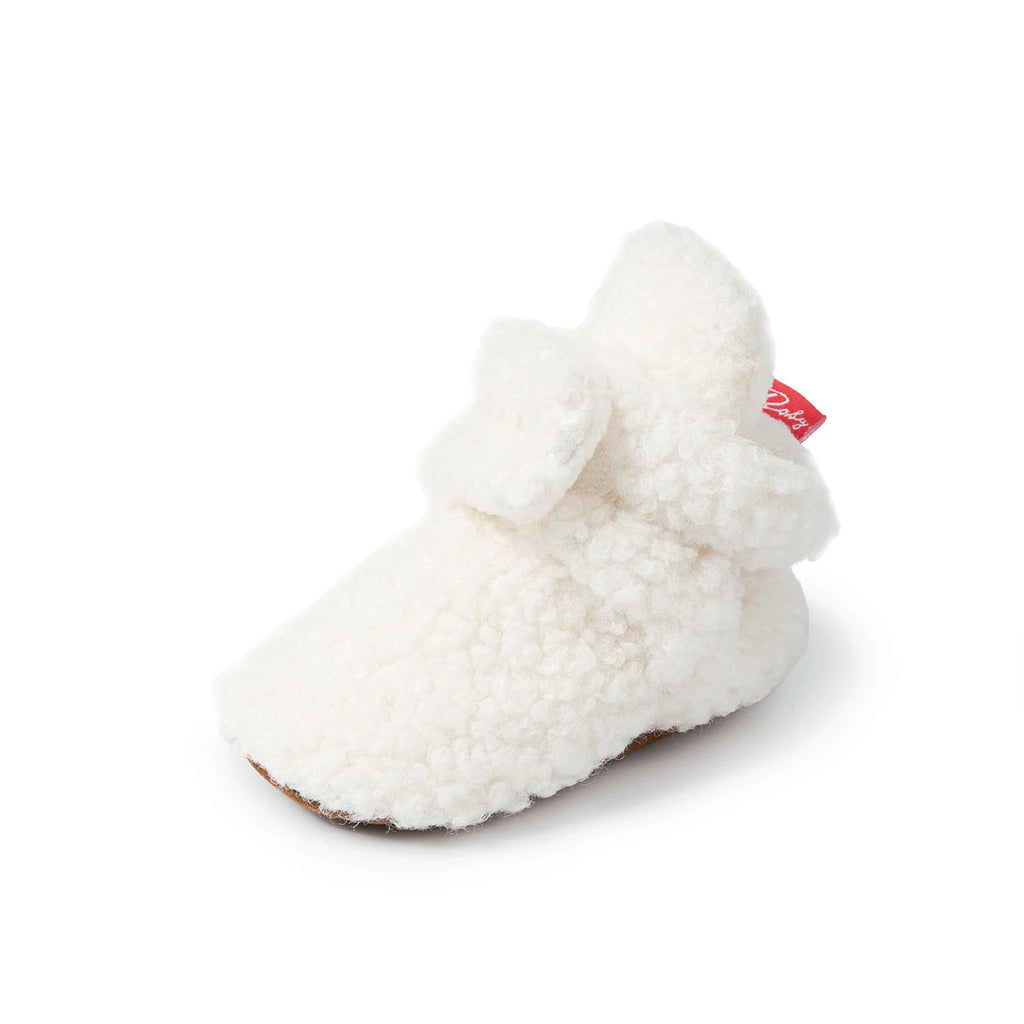 Meckior Botines de forro polar para bebé, zapatillas para bebé, niña y niño, antideslizantes, suela blanda, calcetines para bebé, primeros andadores de recién nacido, zapatos cálidos para cuna