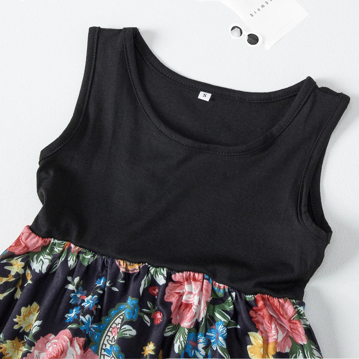 New Mother Daughter Summer Dresses Sleeveless Flower Patchwork Sundress Mom Mommy and Me Maxi Dress Family Matching Outfits