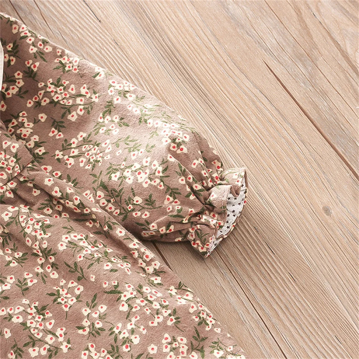 Fall Winter New Girls' Dress Lapel Floral Full Camp Bow Ribbon Lace Pleated Puffy Sleeves Sweet Girls' Dress