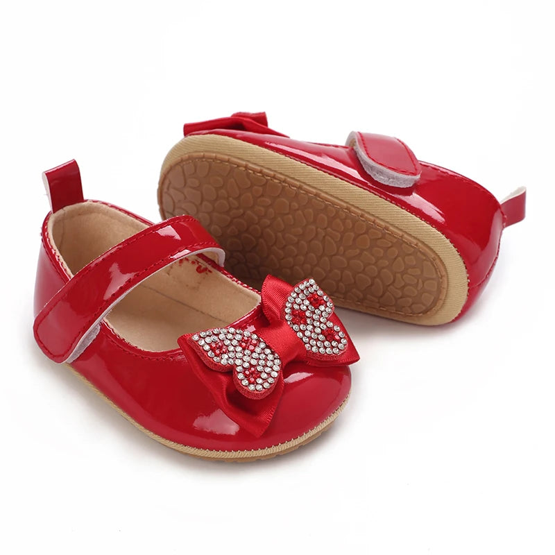 Spring and Autumn Fashion Baby Shoes 0-1 Year Old Girl Cute Bow Princess Shoes Soft Rubber Bottom Lightweight Walking Shoes