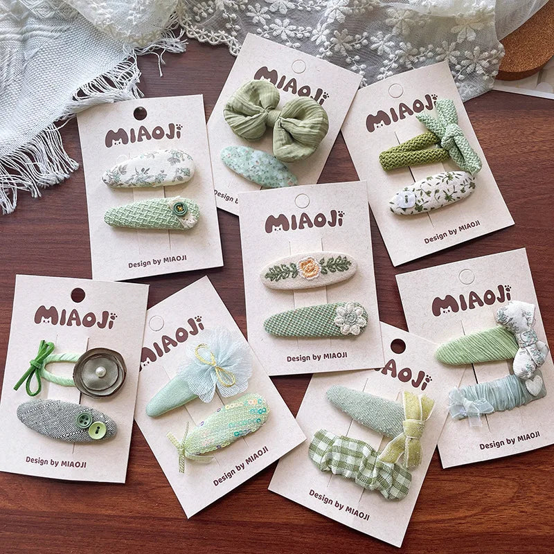 2 Stück Baby-Haarspange Mädchen Süße Schleife Haarschmuck Kinder Haarklammern Kleinkind Prinzessin Kopfbedeckung Vintage Säugling Milchgrüne Haarspangen