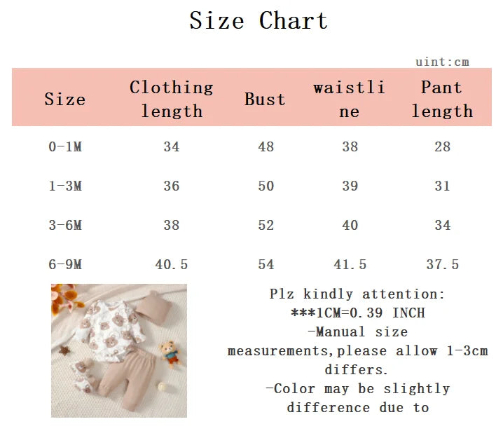 Newborn 4pcs Baby boy Bear printed Bodysuit+Pants+Hat+Socks Set Suitable for Babies 0-9 Months Spring Autumn Fashionable Set