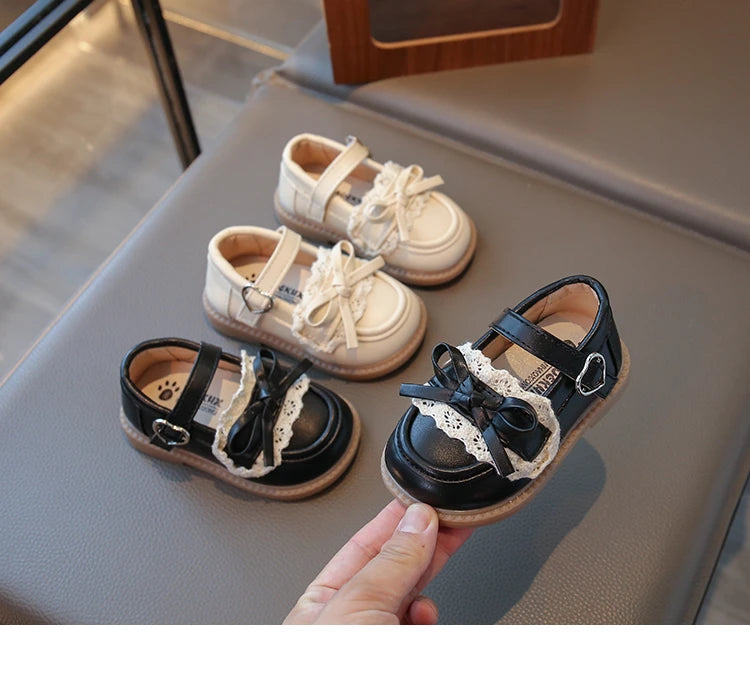 Elegant Baby Shoes Spring Autumn Girls Princess Walking Shoes Fashion Versatile Children's Leather Shoes Kids Flats Breathable