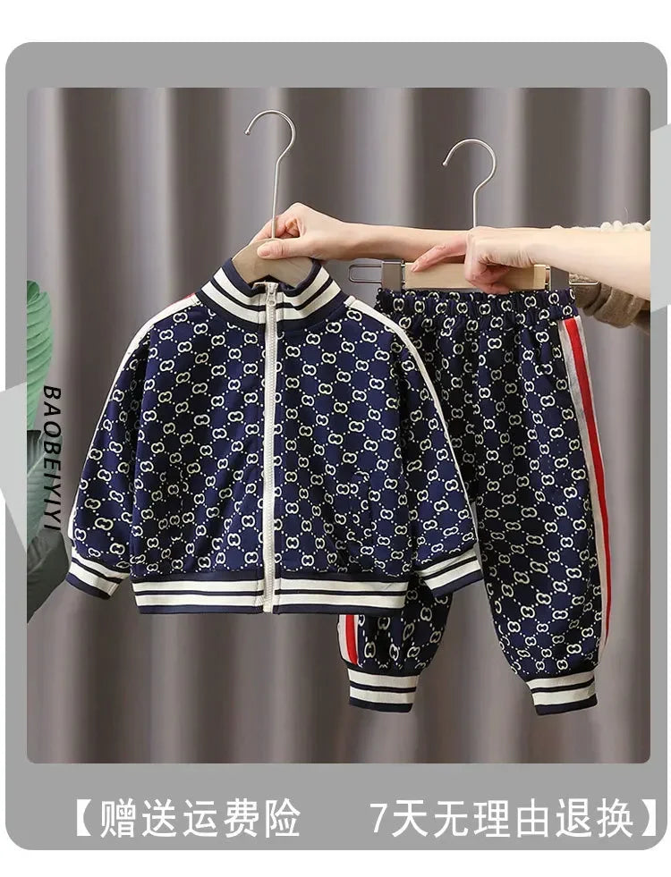 Conjuntos de ropa para niños primavera otoño moda infantil abrigos de algodón+pantalones 2 piezas chándales para bebés niños trajes deportivos niños pequeños 2-12
