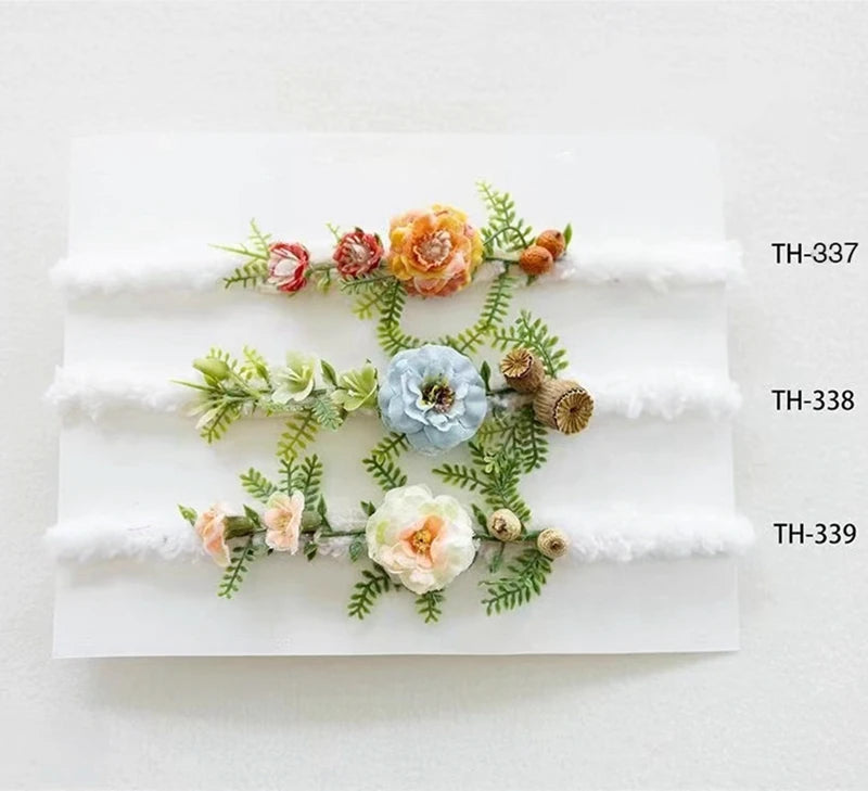 Newborn Headband for Photography Props Flower Baby Girl Tieback Flowers Pearl Wreath Newborn Photography Infant Hair Accessories