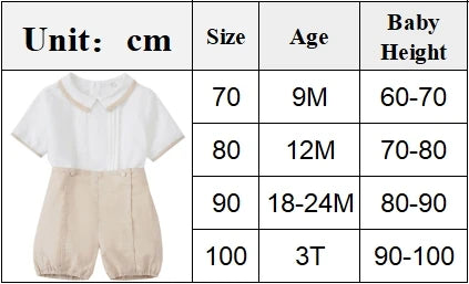 Conjuntos de dos piezas de verano de caballero para niños de 9, 12, 18, 24, 36 meses, ropa de cumpleaños o boda para bebés, de algodón suave