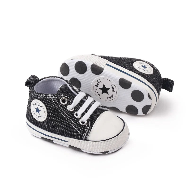 Spring New Baby Shoes Boy and Girl Classic Canvas Casual Sneakers Soft Sole Non-Slip Walking Newborn Toddler Shoes First Walkers