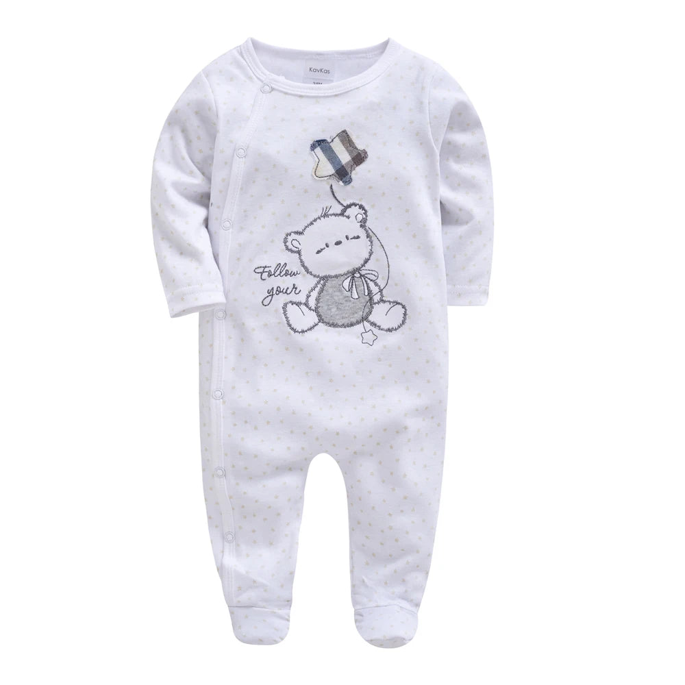 KAVKAS 1/2/3 Pcs Baby Boys Rompers Cartoon Print Overalls Cotton Infant Clothing Kids Jumpsuit Newborn Pajimas 0-3 Months