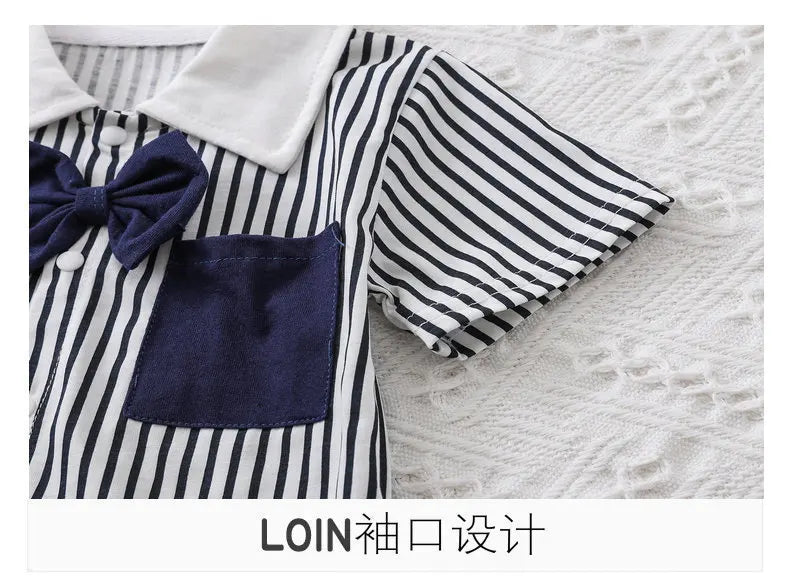 Mameluco de caballero para bebé niña o niño, con camisa, solapa, manga corta, conjunto para recién nacido, mono para bebé o infante