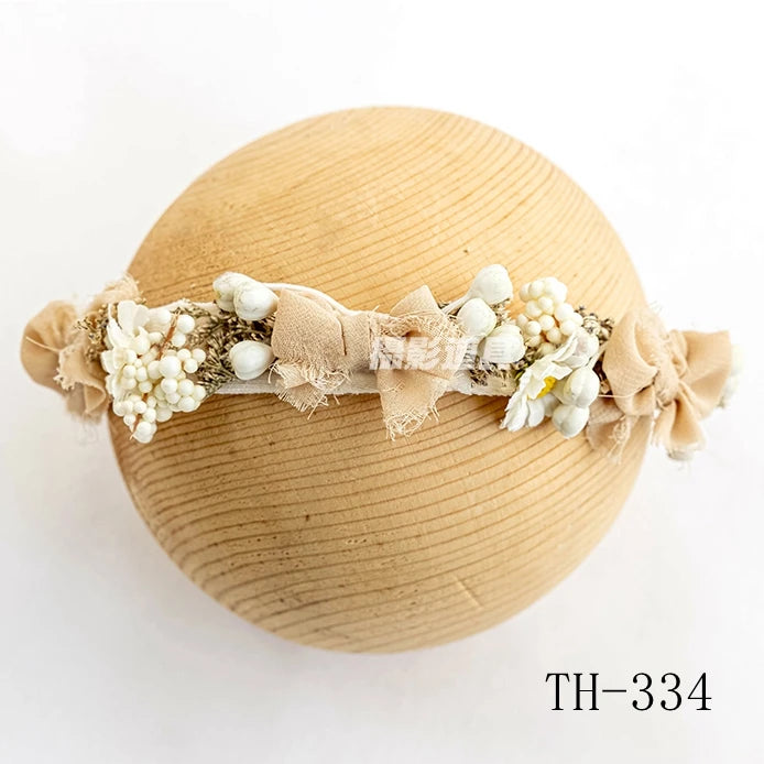 Newborn Headband for Photography Props Flower Baby Girl Tieback Flowers Pearl Wreath Newborn Photography Infant Hair Accessories