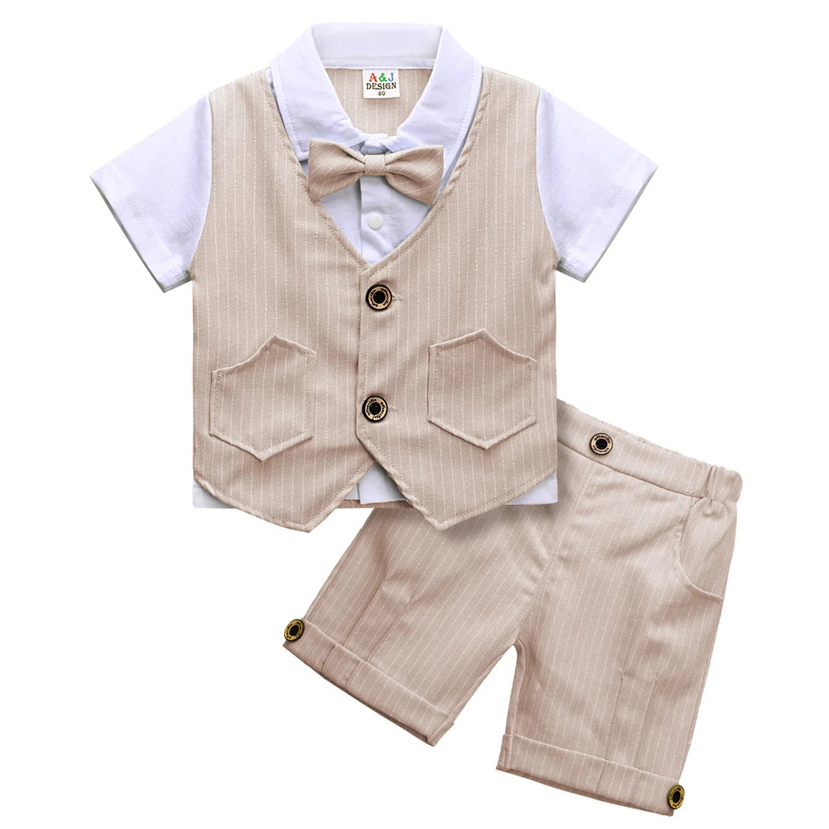 Baby Boys Clothing Set Infant Gentleman Outfit Top + Shorts Baptism Wedding Birthday Gift Costume 2PCS Kids Summer Clothes Suit