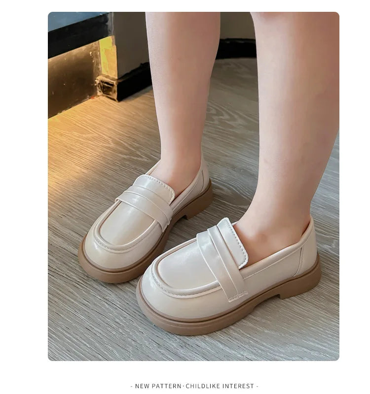 Children Leather Shoes for Boys Girls Kids Loafers Slip-on School Flats Casual Sneakers for Wedding Formal Occasions Party 23-35