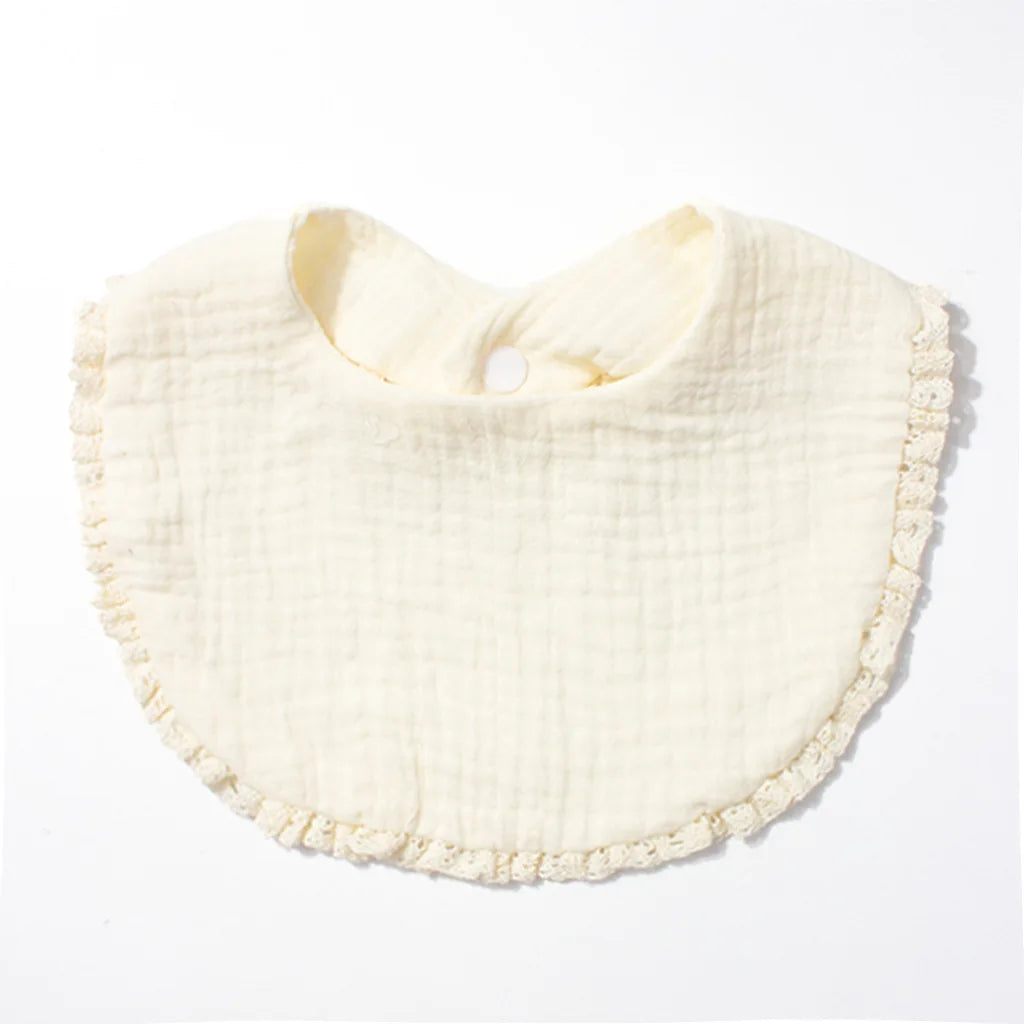 Double-Layer Pure Cotton Class a Newborn Bib Baby Absorbent Gauze Drool Cloth Photo Prop Soft Comfortable Unisex 0-3 Months
