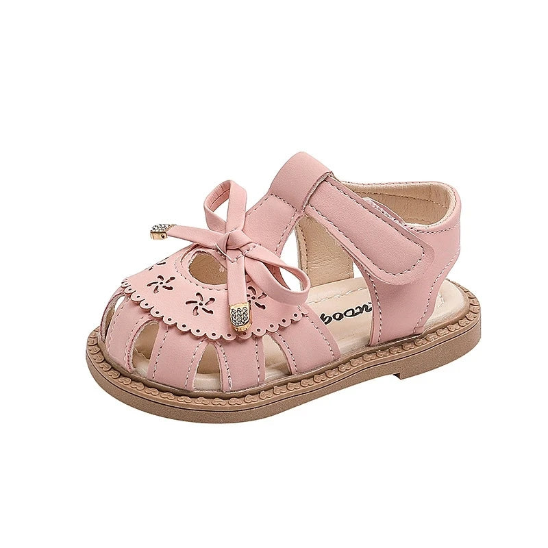 Baby Girl Sandals Summer New Breathable Fashion Princess Shoes with Bow Soft Sole Infant Toddler First Walkers 0-3 Years