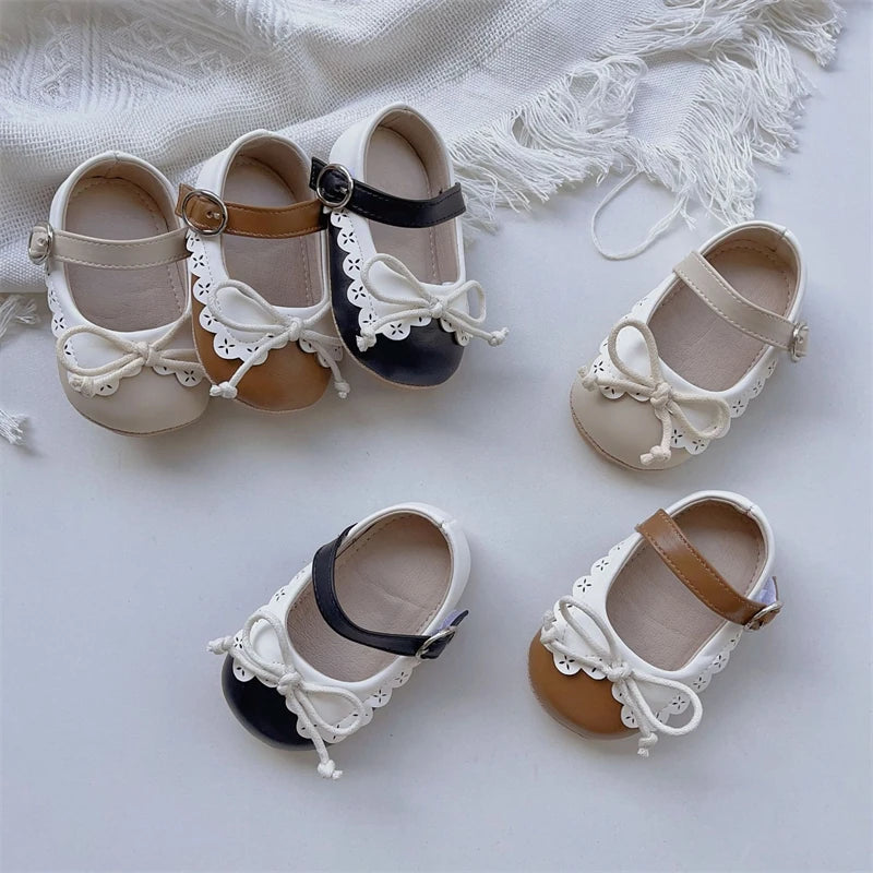 Baby Girls Walking Shoes Spring Autumn Newborn Shoes Infant Comfortable Soft Soled Toddler Kids Lace Bow Princess Shoes