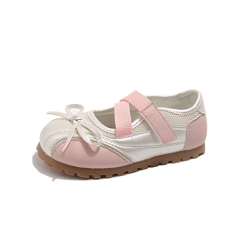 Children's Little Leather Shoes for Girls Elegant Ballet Soft Sole Flexible Bow Anti Slip Toddler Fashion Princess Single Shoes