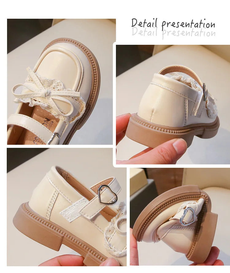Children Leather Shoes for Girls Fashion Casual Mary Janes with Bow-knot Classic British Style Vintage Retro College Design New