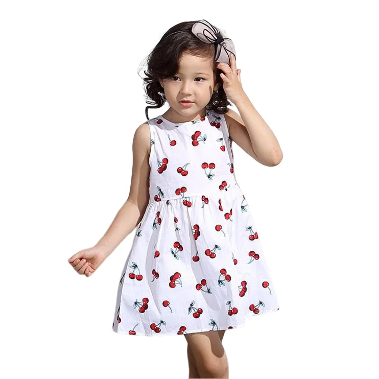 2025 Summer Girls Print Binding Rope Dress For 1-6Years Kids Cotton Sleeveless Sundress Baby Beach Above Knee Mini Casual Dress