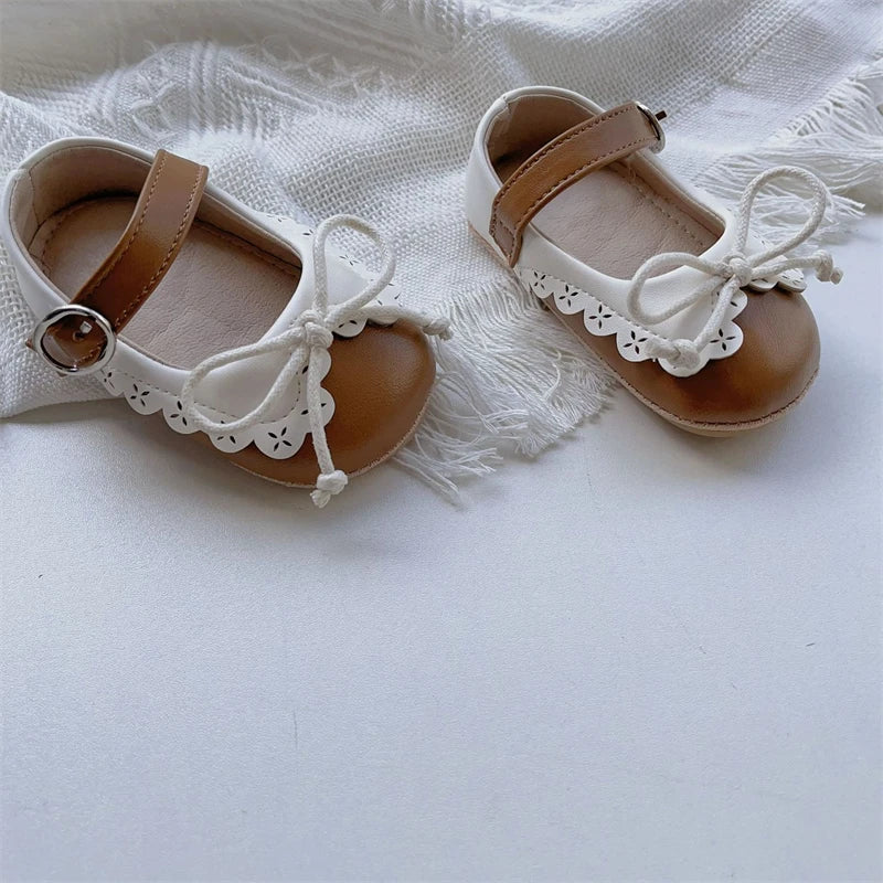 Baby Girls Walking Shoes Spring Autumn Newborn Shoes Infant Comfortable Soft Soled Toddler Kids Lace Bow Princess Shoes