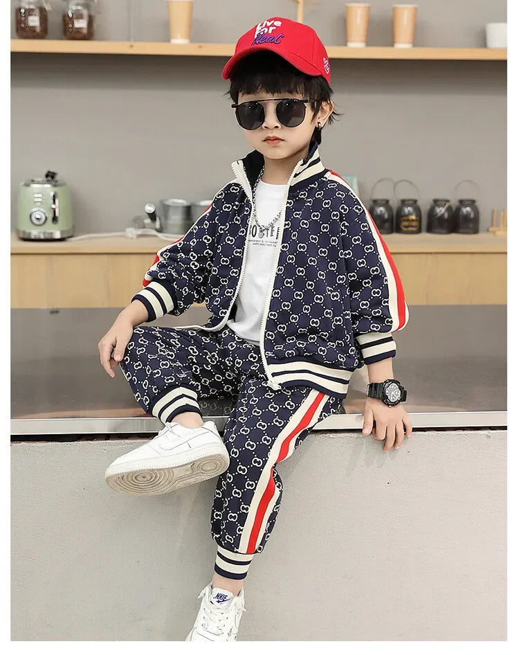 Conjuntos de ropa para niños primavera otoño moda infantil abrigos de algodón+pantalones 2 piezas chándales para bebés niños trajes deportivos niños pequeños 2-12
