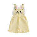 Kinder Mädchen Hasen Overall mit Taschen Niedlicher Hase Rüschenbesatz Ärmelloser Jumpsuit Shorts für Ostern