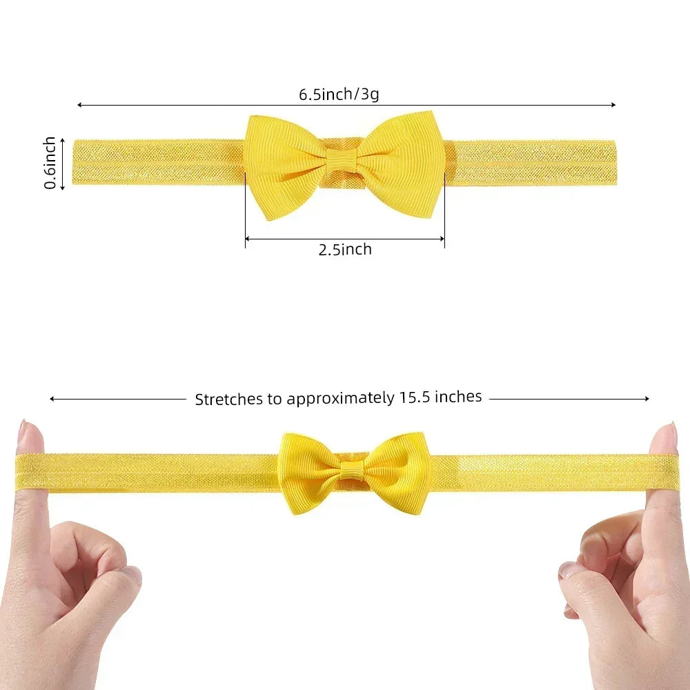 1pcs Baby Bows Head Band Elastic Ribbon Hair Band Infant Headwear Solid Color Headband Babe Casual Head Accessories Wholesale