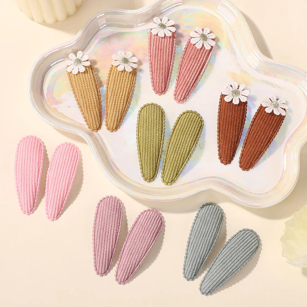20Pcs Sweet Random Color Hair Clip Flower BB Hairpins Cute Handmade Printing Barrettes Bangs Clip Headwear Baby Hair Accessories