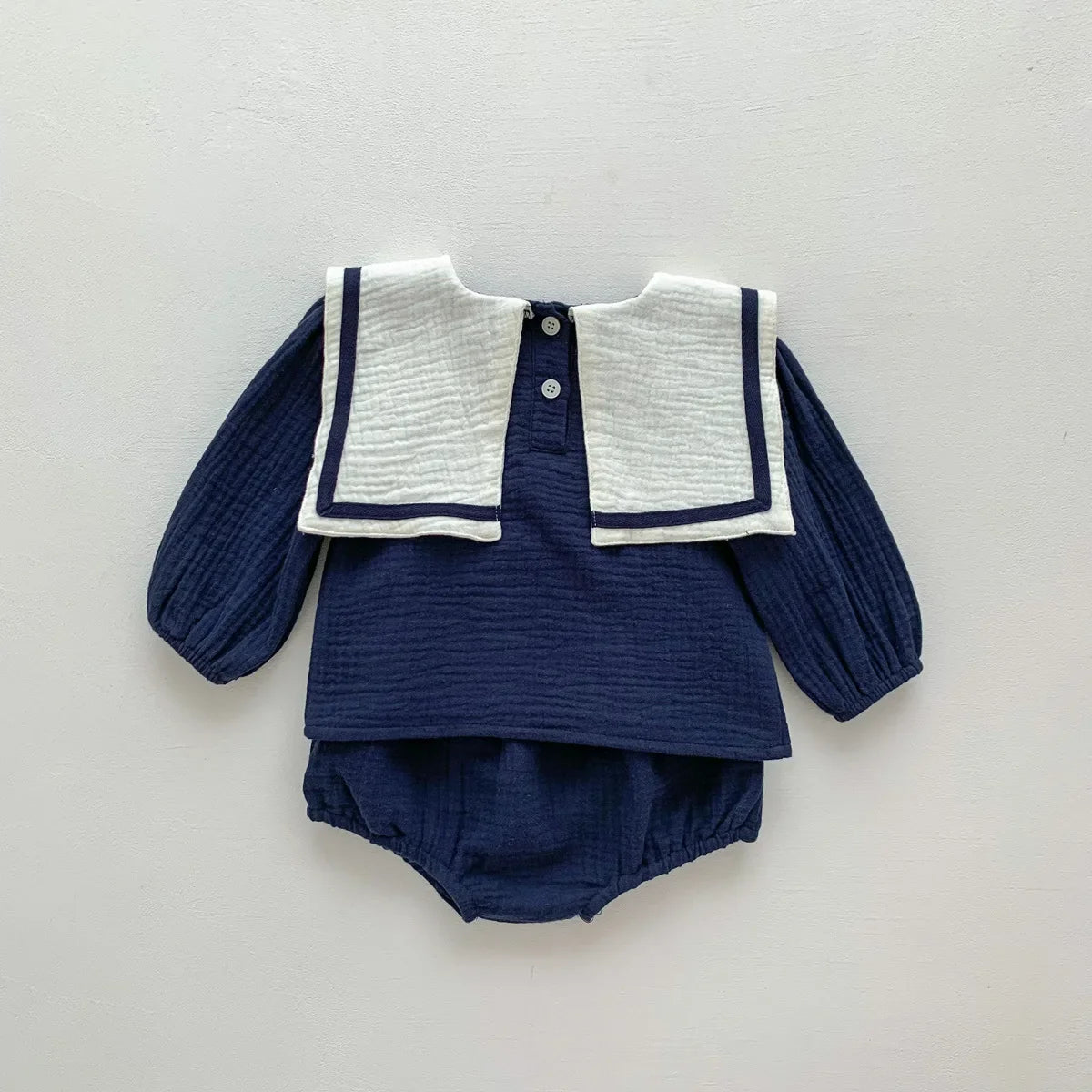 Neu im Herbst Kinder Baby Mädchen Langarm Marineführer Bären Oberteil T-Shirts + einfarbige Shorts Kleinkind Baby Baumwoll-Kleidungsset 2tlg.