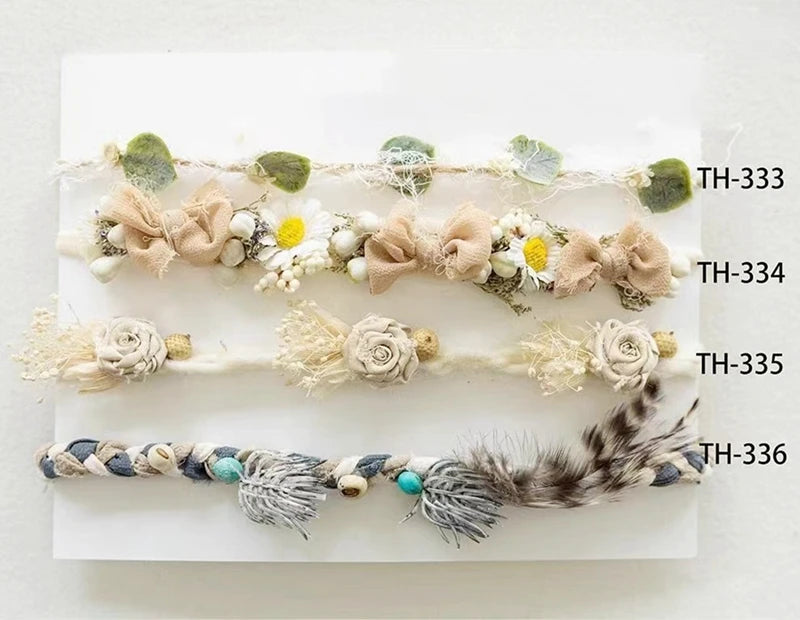 Newborn Headband for Photography Props Flower Baby Girl Tieback Flowers Pearl Wreath Newborn Photography Infant Hair Accessories