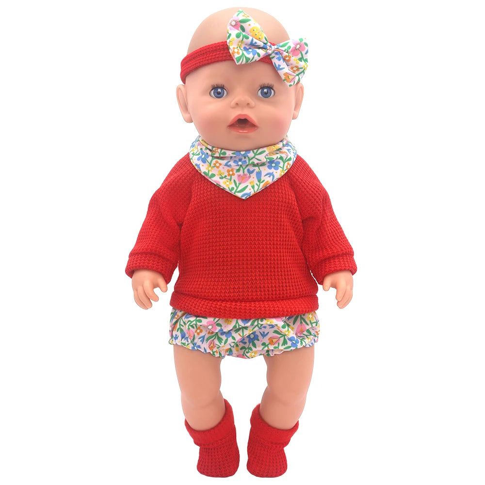 Baby Born Doll Outfits For 13-18 Inch Newborn Doll Cute Jumpers Rompers Suit+Shoes Doll Accessories Festival Birthday Gift