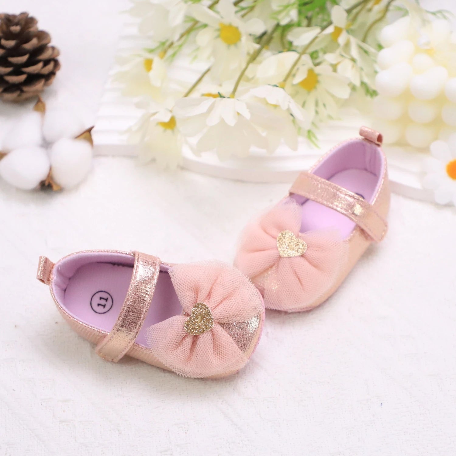 Baby Steps Schuhe Babys erste Lauflernschuhe Babyschuhe Atmungsaktiv Rutschfest Mädchen Modeschuhe Prinzessinnen Spitzenstil