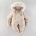 Winter Newborn Baby Girl Clothes Thicken Baby Romper With Gloves Warm Baby Jumpsuit Hooded Plus Velvet Children's Clothing 0-18M