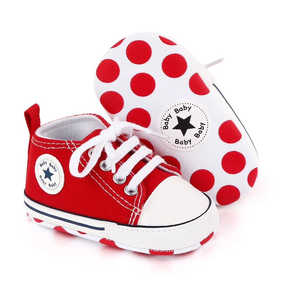 Spring New Baby Shoes Boy and Girl Classic Canvas Casual Sneakers Soft Sole Non-Slip Walking Newborn Toddler Shoes First Walkers