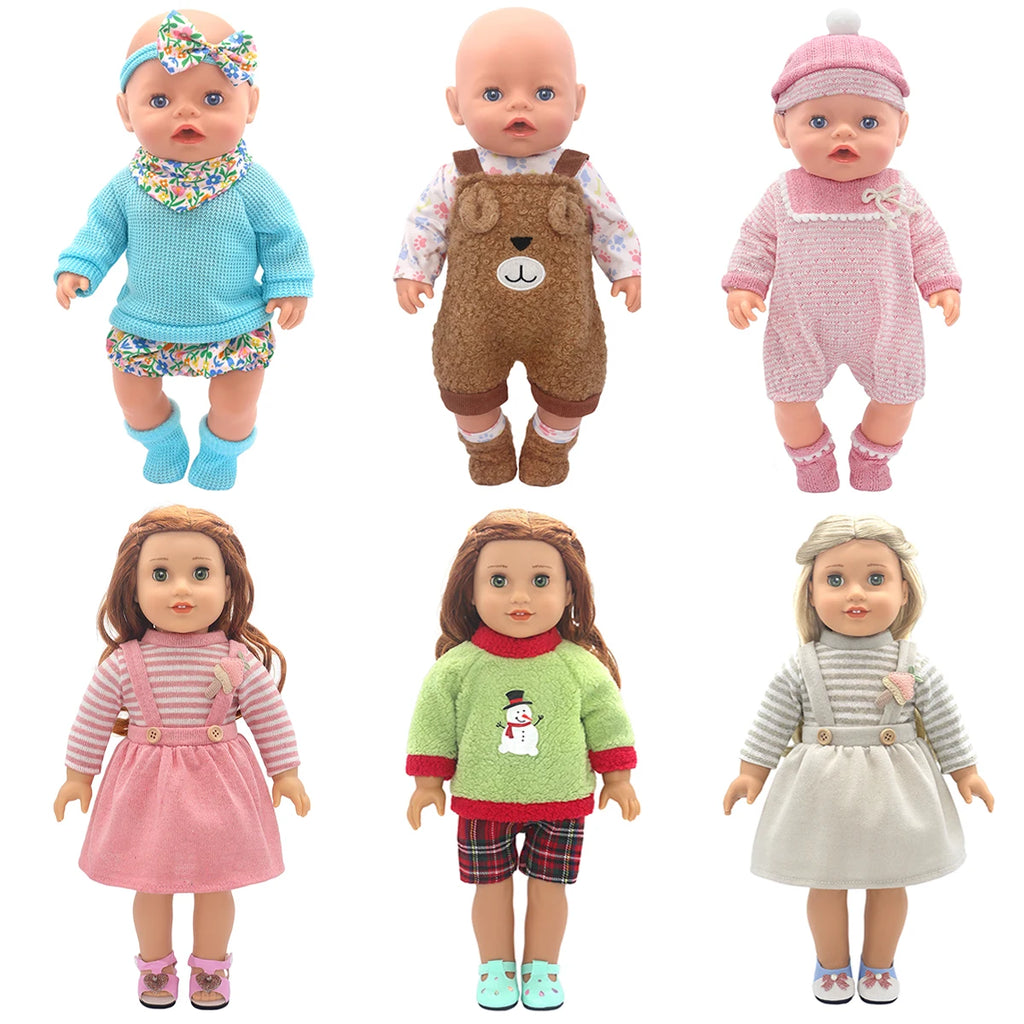 Baby Born Doll Outfits For 13-18 Inch Newborn Doll Cute Jumpers Rompers Suit+Shoes Doll Accessories Festival Birthday Gift