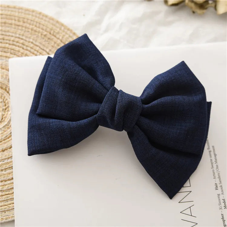 Children Bow Hair Clips Baby Girls Sweet Princess Hairpin Solid Color Spring Hairpin Fabric Barrettes Kids Hair Accessories