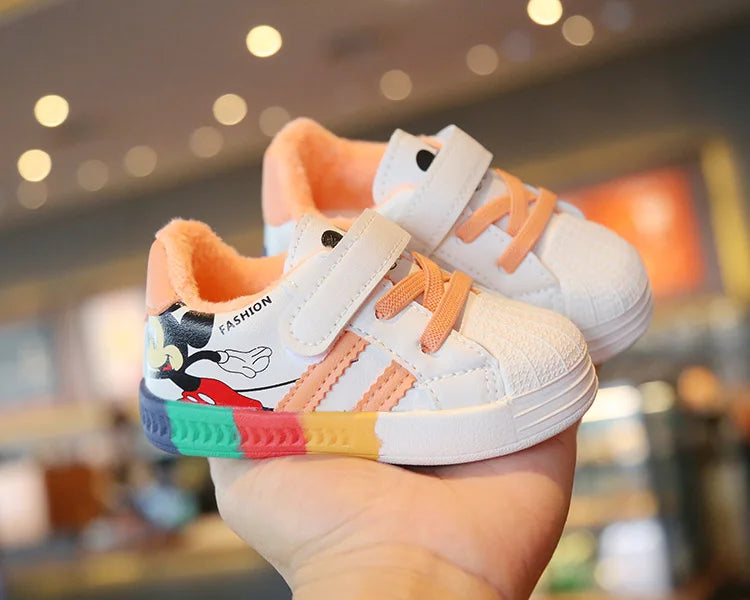 Mickey Minnie Zapatos casuales para niños niñas Zapatillas deportivas transpirables y suaves para bebés Calzado deportivo al aire libre para niños pequeños Primavera