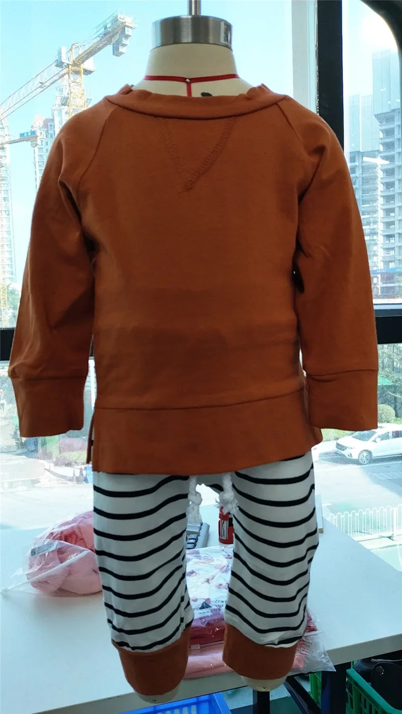 0-24months Boys infant Clothing Set Solid Brown shirt Top Pants Outfits for baby boys