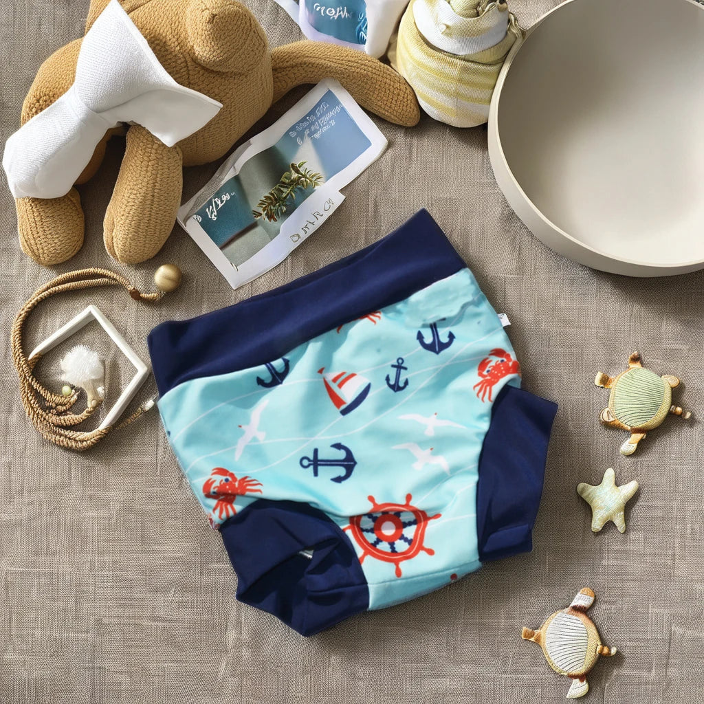 Eezkoala  Swimming Diaper Newborn Baby High Waist Swim Nappies Washable Baby Swimwear Cloth Diapers