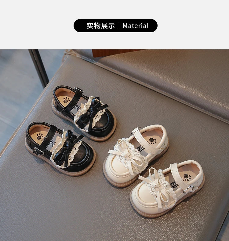 Elegant Baby Shoes Spring Autumn Girls Princess Walking Shoes Fashion Versatile Children's Leather Shoes Kids Flats Breathable