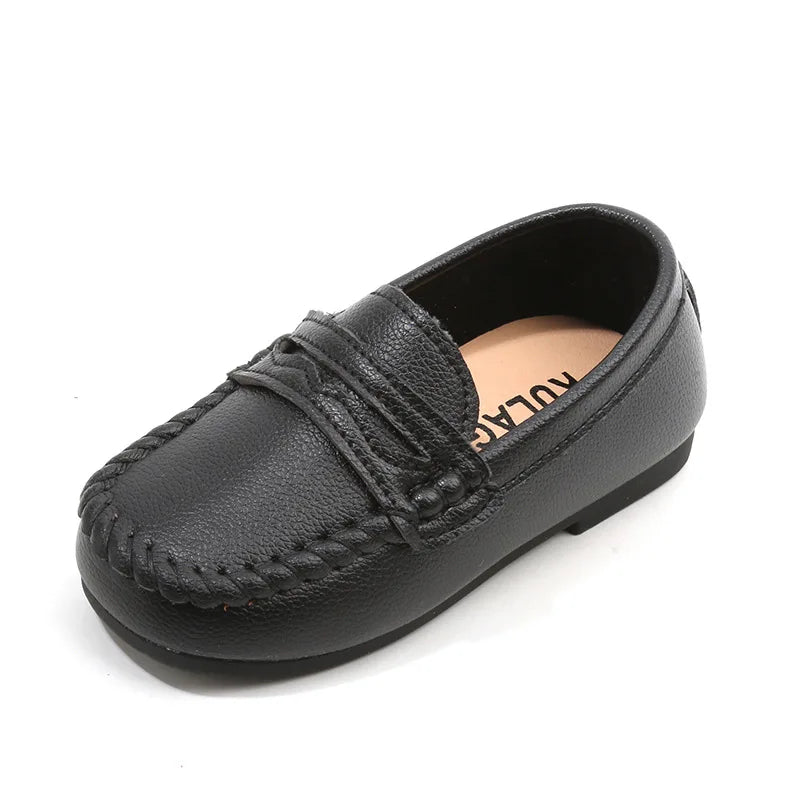 Boy Leather Shoe Fashion Solid Color Versatile Kids School Causal Single Shoes Breathable Non-slip Children Slip-on Flat Loafers