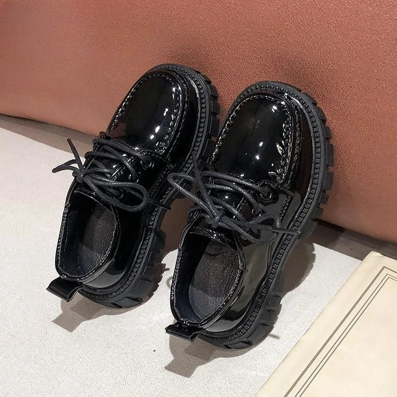 Kids Leather Loafers Lightweight Soft Sole School Shoes for Big Kids Boys Girls Solid Black Classic Casual 2026 New Arrival