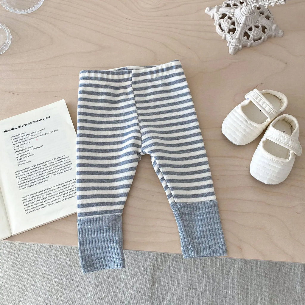 Autumn Newborn Infant Baby Boy Girls Candy Color Leggings Splice Striped Pants Fashion Baby Clothing