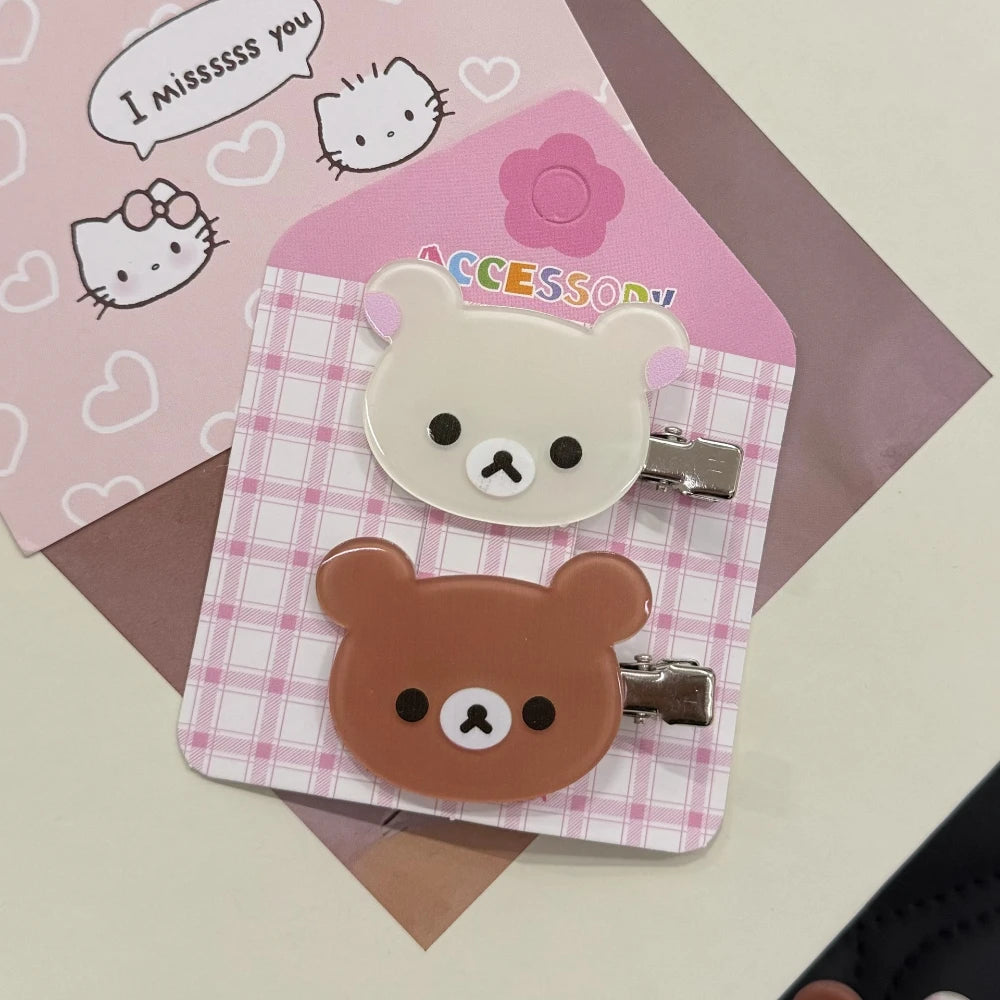 Rilakkuma Korilakkuma Clips para el cabello con diseño de oso de anime, bonitos pasadores y horquillas, accesorios kawaii para el cabello para mujeres y niñas.