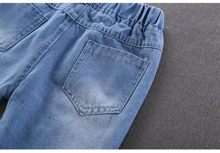 Jeans de niños de primavera otoño, pantalones vaqueros elásticos de algodón con estampado empalmado, pantalones de mezclilla coreanos para adolescentes, ropa infantil