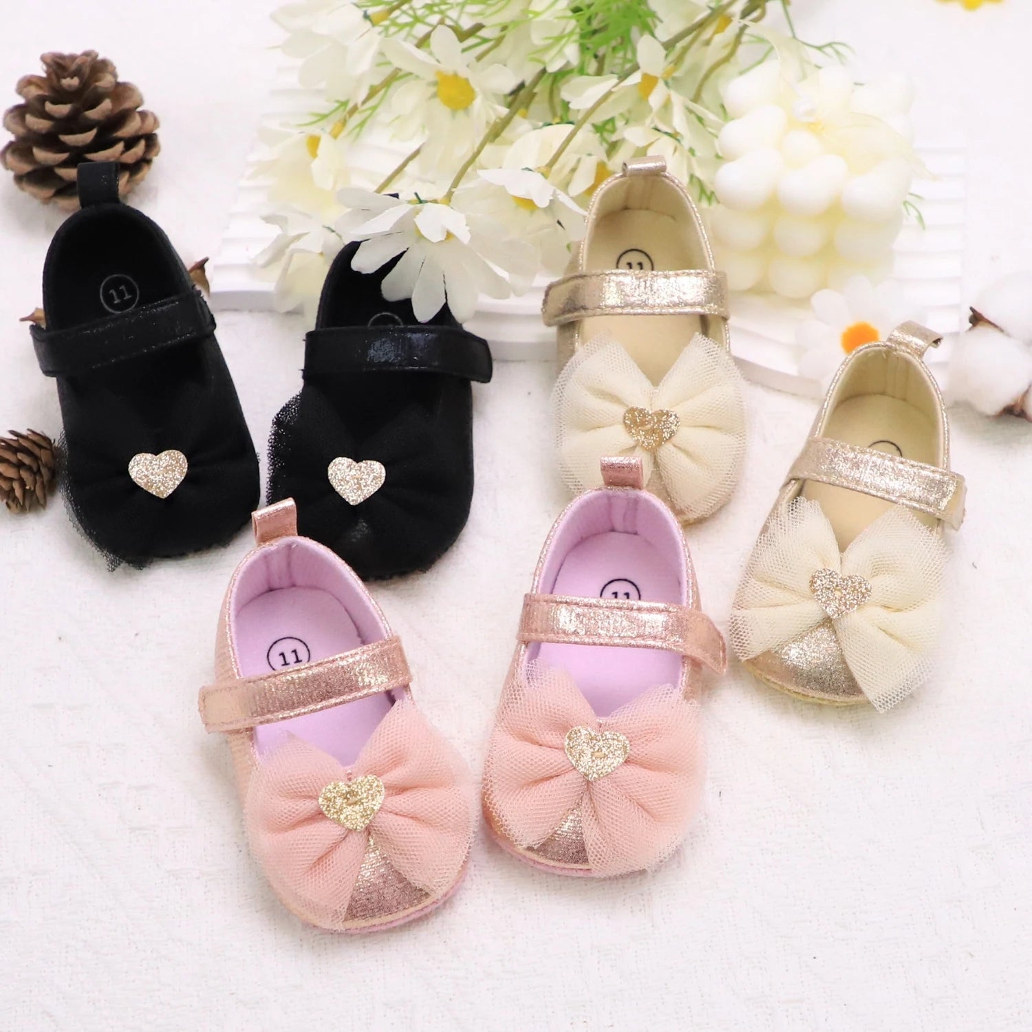 Baby Steps Schuhe Babys erste Lauflernschuhe Babyschuhe Atmungsaktiv Rutschfest Mädchen Modeschuhe Prinzessinnen Spitzenstil
