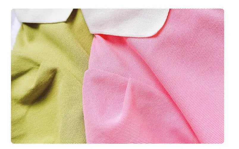 Vestido nuevo para niñas 2025, edición coreana de verano, a rayas con fresas y cuello de solapa, vestido casual para niñas de 1 a 10 años.