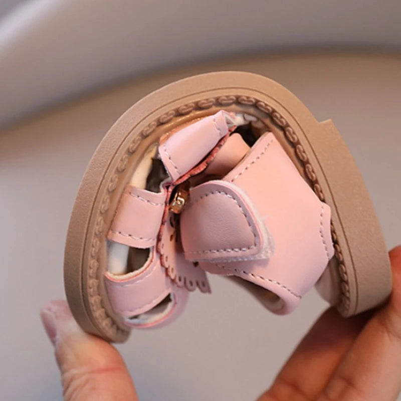 Baby Girl Sandals Summer New Breathable Fashion Princess Shoes with Bow Soft Sole Infant Toddler First Walkers 0-3 Years