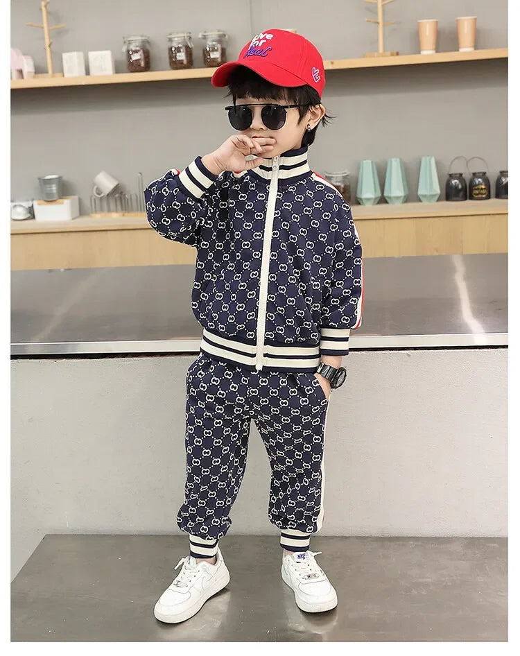 Conjuntos de ropa para niños primavera otoño moda infantil abrigos de algodón+pantalones 2 piezas chándales para bebés niños trajes deportivos niños pequeños 2-12